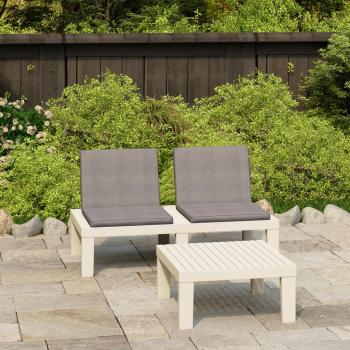 ARDEBO.de - 2-tlg. Garten-Lounge-Set mit Auflagen Kunststoff Weiß