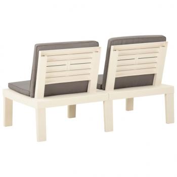 2-tlg. Garten-Lounge-Set mit Auflagen Kunststoff Weiß