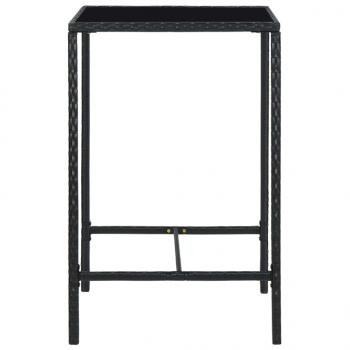 Garten-Bartisch Schwarz 70x70x110 cm Poly Rattan und Glas