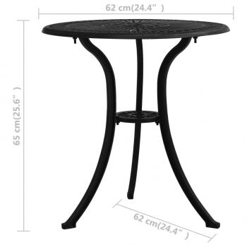 3-tlg. Bistro-Set Aluminiumguss Schwarz