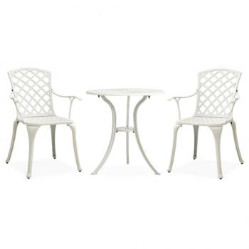 ARDEBO.de - 3-tlg. Bistro-Set Aluminiumguss Weiß