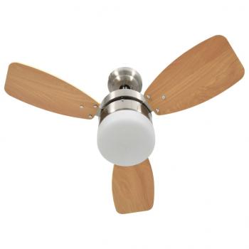 Deckenventilator mit Licht und Fernbedienung 76 cm Hellbraun