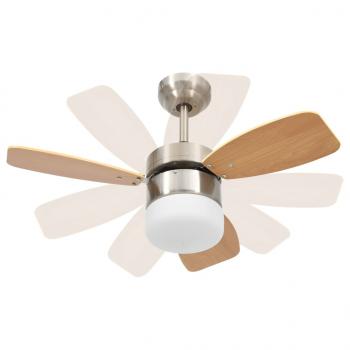 Deckenventilator mit Licht und Fernbedienung 76 cm Hellbraun