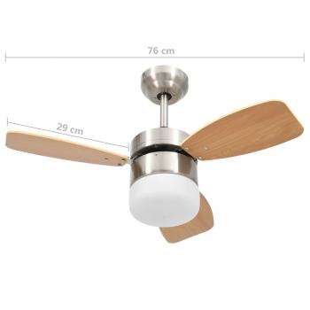 Deckenventilator mit Licht und Fernbedienung 76 cm Hellbraun