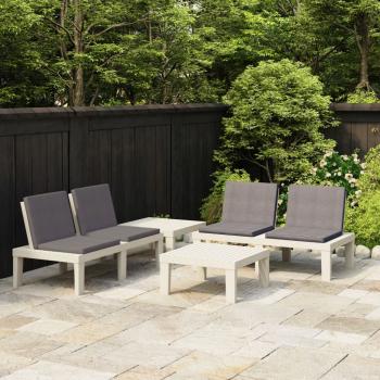 ARDEBO.de - 4-tlg. Garten-Lounge-Set mit Auflagen Kunststoff Weiß