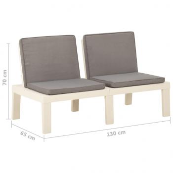 4-tlg. Garten-Lounge-Set mit Auflagen Kunststoff Weiß