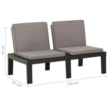 4-tlg. Garten-Lounge-Set mit Auflagen Kunststoff Grau