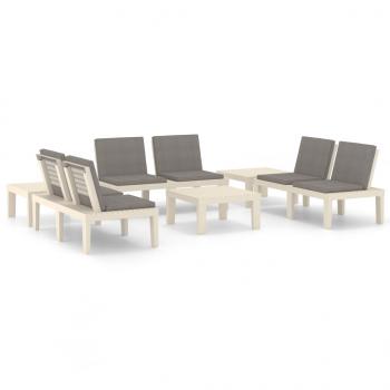 6-tlg. Garten-Lounge-Set mit Auflagen Kunststoff Weiß