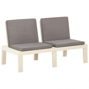 6-tlg. Garten-Lounge-Set mit Auflagen Kunststoff Weiß