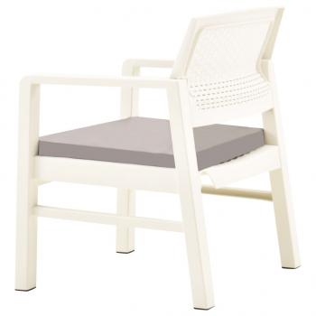 3-tlg. Garten-Lounge-Set mit Auflagen Kunststoff Weiß