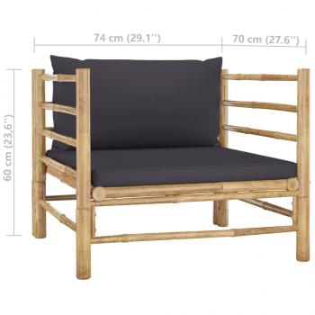 Gartensofa mit Dunkelgrauen Kissen Bambus 