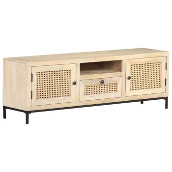 TV-Schrank 120x30x40 cm Mango Massivholz und Rohrgeflecht