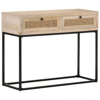 ARDEBO.de - Konsolentisch 100x35x76 cm Mango Massivholz und Rohrgeflecht