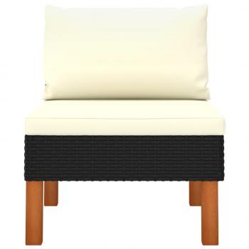 Mittelsofas 2 Stk. Poly Rattan und Eukalyptus Massivholz