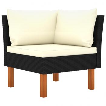 Ecksofas 2 Stk. Poly Rattan und Eukalyptus Massivholz