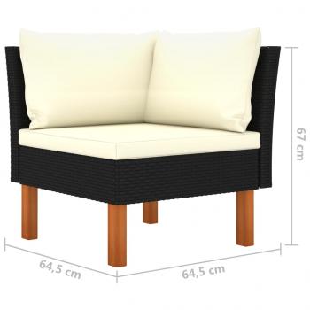 Ecksofas 2 Stk. Poly Rattan und Eukalyptus Massivholz