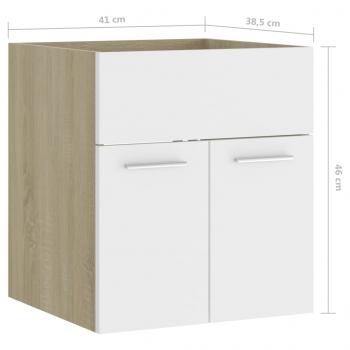 Waschbeckenunterschrank Weiß Sonoma-Eiche 41x38,5x46 cm