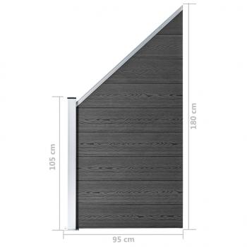 Zaunelement WPC 95x(105-180) cm Schwarz