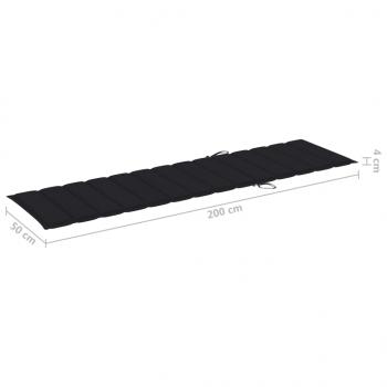 Sonnenliegen-Auflage Schwarz 200x50x3 cm Oxford-Gewebe