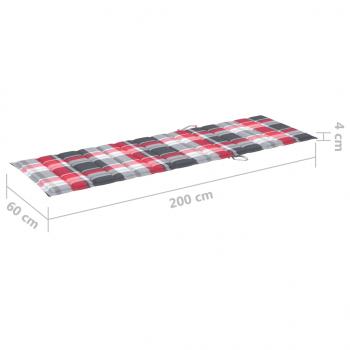 Sonnenliegen-Auflage Rot Karomuster 200x60x3 cm Oxford-Gewebe