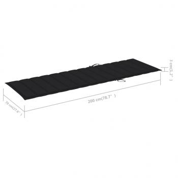 Sonnenliegen-Auflage Schwarz 200x70x3 cm Oxford-Gewebe