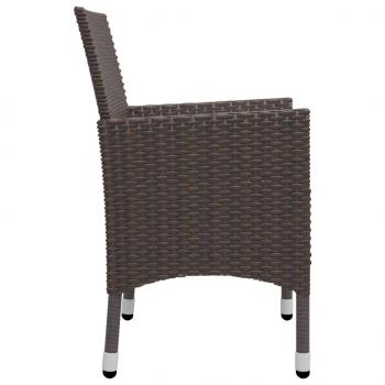 5-tlg. Garten-Essgruppe Braun Poly Rattan und Glas