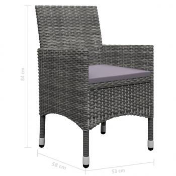 ARDEBO.de - 9-tlg. Garten-Essgruppe Poly Rattan und Glas Grau