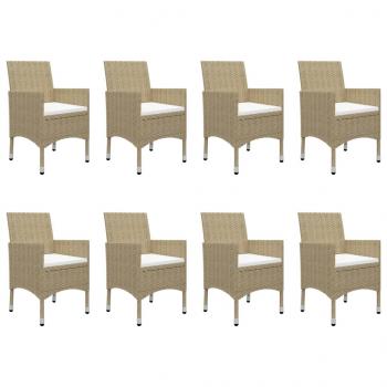 9-tlg. Garten-Essgruppe Poly Rattan und Glas Beige