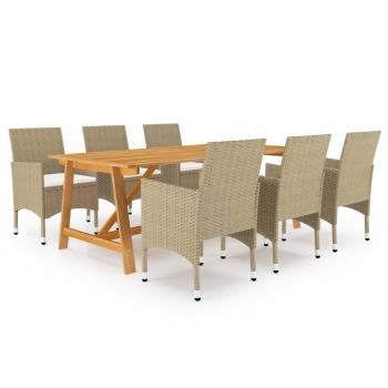 ARDEBO.de - 7-tlg. Garten-Essgruppe Beige