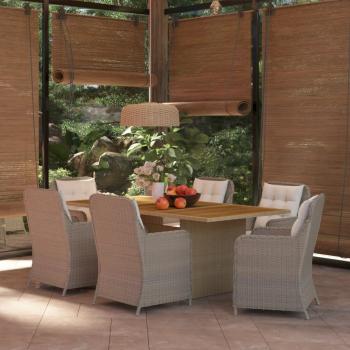 ARDEBO.de - 7-tlg. Garten-Essgruppe Poly Rattan Braun