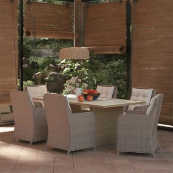 ARDEBO.de - 7-tlg. Garten-Essgruppe Poly Rattan Braun