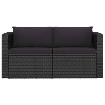 7-tlg. Garten-Lounge-Set mit Kissen Poly Rattan Schwarz