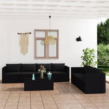 ARDEBO.de - 8-tlg. Garten-Lounge-Set mit Kissen Poly Rattan Schwarz