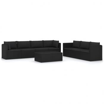 8-tlg. Garten-Lounge-Set mit Kissen Poly Rattan Schwarz