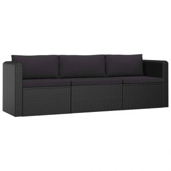 8-tlg. Garten-Lounge-Set mit Kissen Poly Rattan Schwarz