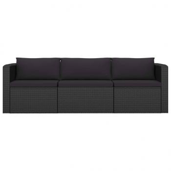 8-tlg. Garten-Lounge-Set mit Kissen Poly Rattan Schwarz