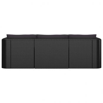 8-tlg. Garten-Lounge-Set mit Kissen Poly Rattan Schwarz