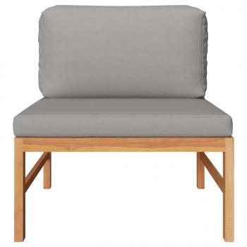 Mittelsofa mit Dunkelgrauen Kissen Massivholz Teak 