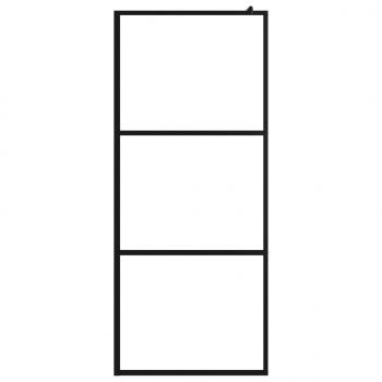 Duschwand für Begehbare Duschen ESG-Klarglas Schwarz 90x195 cm 