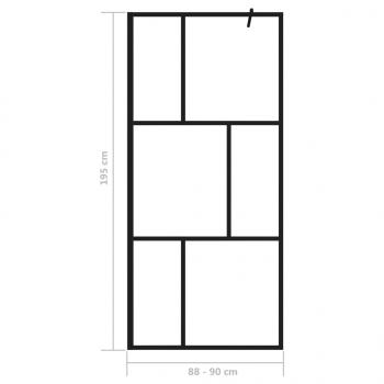 Duschwand für Begehbare Duschen mit Hartglas Schwarz 90x195 cm