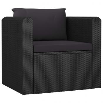 7-tlg. Garten-Lounge-Set mit Kissen Poly Rattan Schwarz