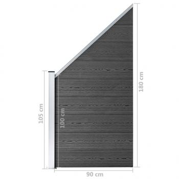 Zaunelement Set WPC 446x(105-186) cm Schwarz  