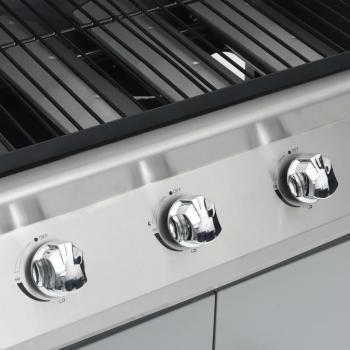 Gasgrill 4+1 Flammen Schwarz und Silbern Stahl & Edelstahl 