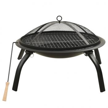 2-in-1 Feuerstelle und Grill mit Schürhaken 56x56x49 cm Stahl