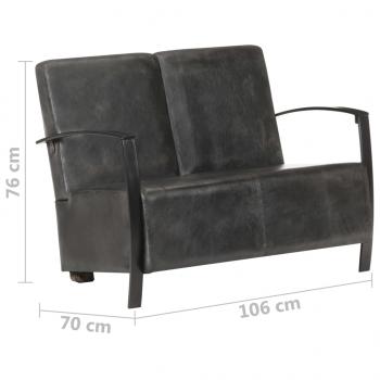 2-Sitzer-Sofa Grau Echtleder