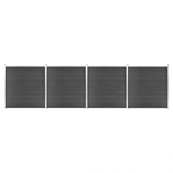 ARDEBO.de - Zaunelement Set WPC 699x186 cm Schwarz