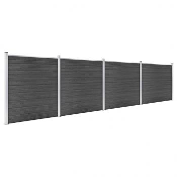 Zaunelement Set WPC 699x186 cm Schwarz