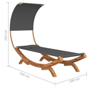 Sonnenliege mit Dach 100x200x126 cm Bugholz Massiv Anthrazit