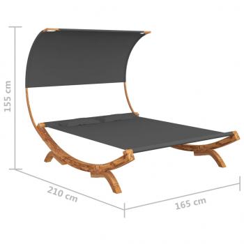 Sonnenliege mit Dach 165x203x126 cm Bugholz Massiv Anthrazit