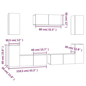 7-tlg. TV-Schrank-Set Räuchereiche Holzwerkstoff